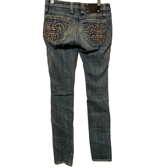 Miss Me Womens Slim Skinny Jeans Blue Stretch Thick Stitch Embellished Denim 26 - Picture 2 of 10